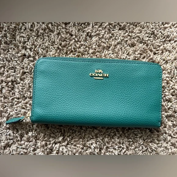 Coach Mini Emma Satchel Purse Handbag / Slim Wallet Set In Rare Jade Green Color - Picture 3 of 16